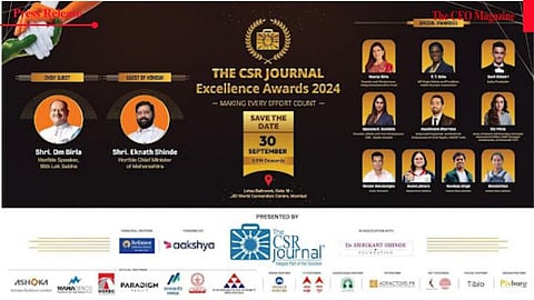 7th Edition of The CSR Journal Excellence Awards on 30th September 2024 at Jio World Convention Centre, Mumbai