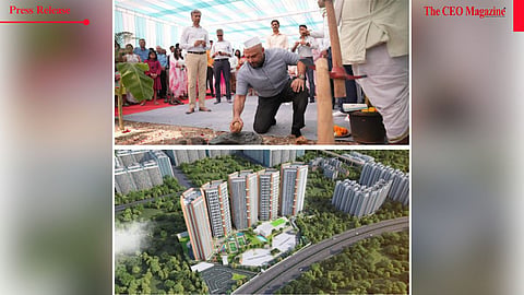 Gulzar Malhotra, CEO, Gera Developments performing the groundbreaking ceremony in the presence of Rohit Gera, Managing Director of Gera Developments