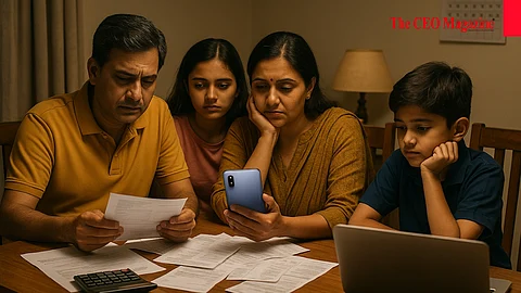 A middle-class family struggling to keep up with the bills in the inflation