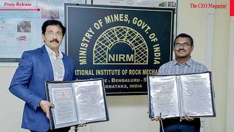 Dr Sripad Naik, Director (Addl.Charge ), NIRM and Siby M Lukose, Managing Director, Siby Mining exchanging MoU in Bengaluru.