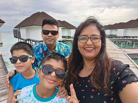 Mr. Prateek N. Kumar with his wife and their two sons
