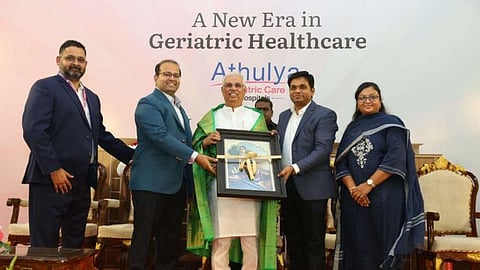 Photo (L-R): Prasanna Natarajan, Dir.; Dr. Karthik Narayan R, Founder & MD; Gov. Thiru R. V. Arlekar; Srinivasan Govindaraj, Founder & CEO; Krishna Kavya, Dir., Athulya.
