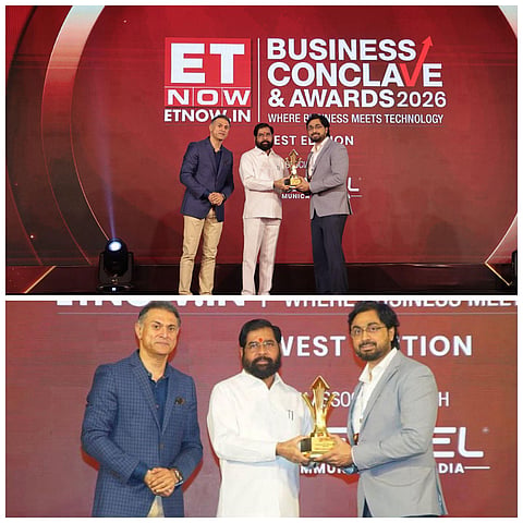  Maharashtra Deputy Chief Minister Hon. Shri. Eknath Shinde ji presenting the award to Zameer Ahmed Mistry, Director, SIMCA Advertising Limited.