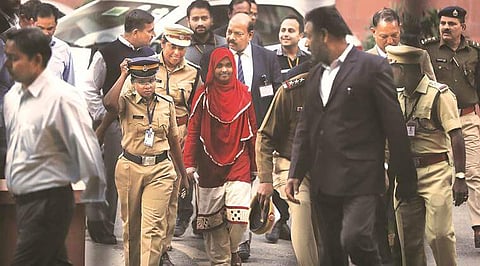 The red in the sea of black and white..