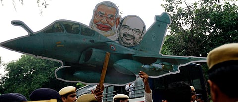 A political protest against Rafale deal by the Indian National Congress and other members of the Opposition | Photo credit: Getty