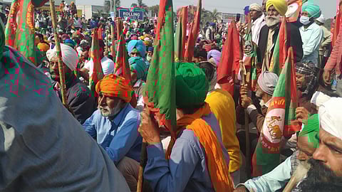 Farmers at Singhu border. Source: NewsClick