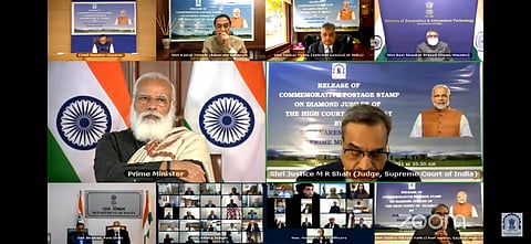 PM Unveils postage stamp on Diamond Jubilee of Gujarat High Court; SC judge MR Shah describes PM as a “popular, loved, vibrant and visionary leader.”