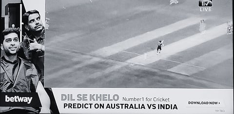 A screengrab of Betway’s ad during the second ODI between India and Australia. | Courtesy: Indian Express