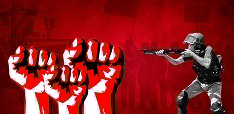 Use of pellet guns in farmers’ protests another milestone in shrinking space for dissent