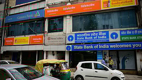 Branches of State Bank Of India, Syndicate Bank and Canara Bank in New Delhi, India.
