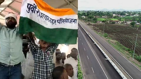 सभा में प्रधानमंत्री को ईआरसीपी का झंडा दिखाते लोग।