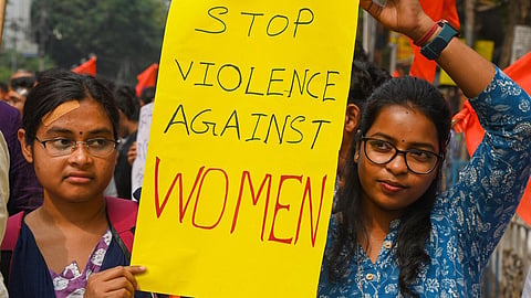 संदेशखाली घटना के विरोध प्रदर्शन में एक रैली.