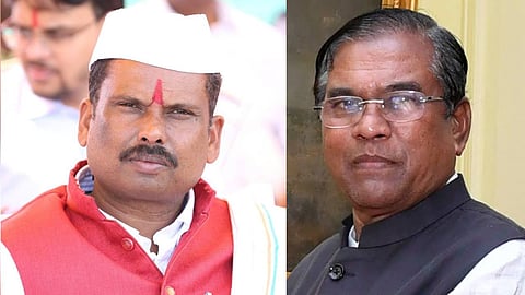 केंद्रीय मंत्री फग्गन सिंह कुलस्ते, भाजपा प्रत्याशी और ओंकार सिंह मरकाम, कांग्रेस प्रत्याशी