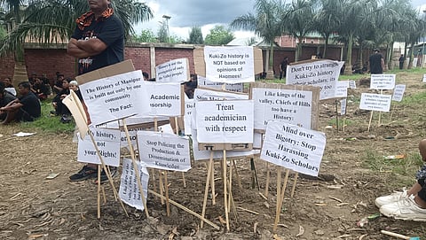 कुकी संगठनों द्वारा मणिपुर के चुराचांदपुर जिले में एक प्रदर्शन के दौरान की तस्वीर.