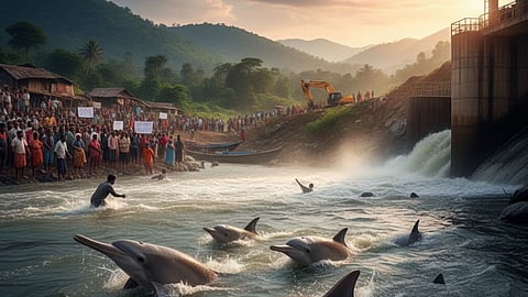 असम और मेघालय की सरकारों द्वारा प्रस्तावित 55 मेगावाट की परियोजना का विरोध। यह परियोजना कुल्सी नदी पर बननी है, जो लुप्तप्राय गंगा डॉल्फिन का घर है।