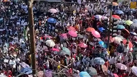Thousands of tea garden workers stage massive protest in Assam.