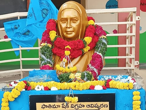 The statue of Fatima Sheikh unveiled in Kurnool district of Andhra Pradesh.