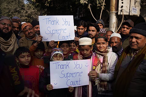 Children in Haldwani thanking their Supreme God and India's Supreme court.