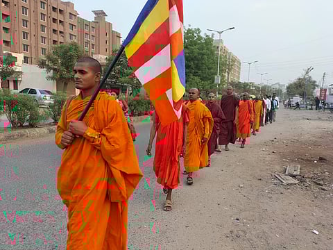 The Bhanteji Sangh going for Charika in Ahmedabad colonies