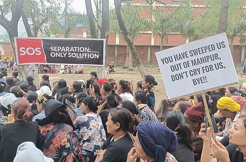 Kuki-Zomi ethnic group staging sit-in-protest in demand for separate state.