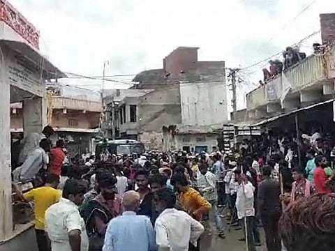 Villagers gathered in large numbers and locked the school gate