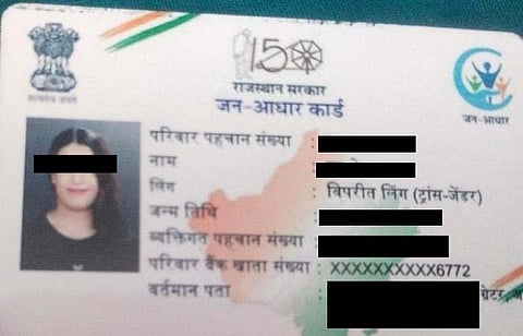 Noor Shekhawat, became the first transgender individual in Rajasthan to receive a Jan Aadhaar card.
