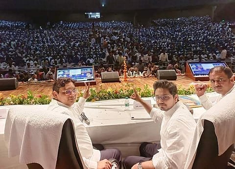 Akash Anand and Ramji Gautam at the Patna sammelan