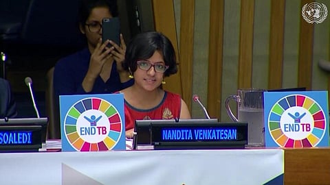 Nandita Venkatesan, speaking at the UN General Assembly