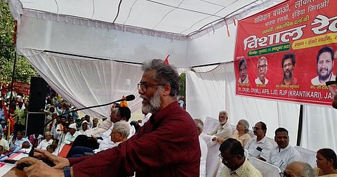 The call to save the Constitution and democracy was made at the rally held in Lucknow.