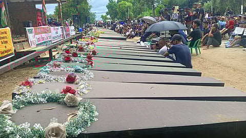 Kuki-zo people near the Wall of Memories in Churachandpur, Manipur