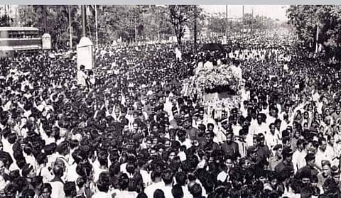 A sea of people gathered to pay respects to their revered leader Baba Saheb on his last journey