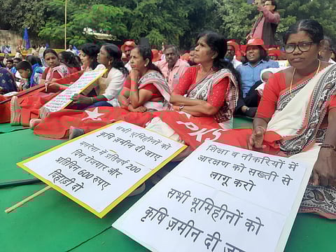 Volunteers from various Dalit collectives staged a protest at Jantar Mantar.