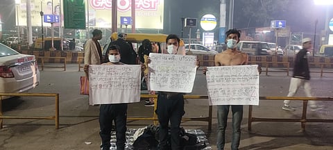 Candidates were forced to stage a semi naked protest at Charbagh Railway Station to draw attention to their demands.