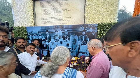 Political leaders pay tribute to the Bhima Koregaon Memorial
