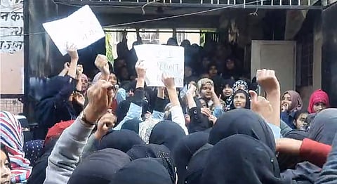 The students told the police that MLA Balmukund Acharya had visited their school during a program and expressed objectionable views regarding their choice to wear hijab.