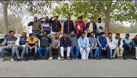 The Kanshiram Eco Garden witnessed a gathering of terminated ambulance staff, demanding their reinstatement and transparency in the management of emergency medical services.