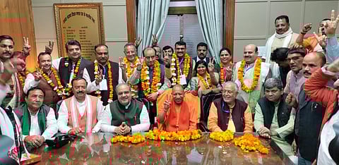 The elected RS members with CM Yogi