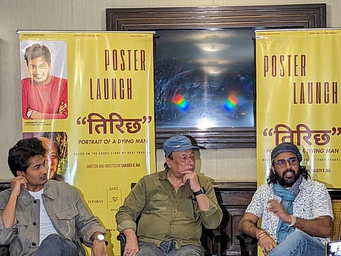 Poster Release event of the film; (L to R) Chandan Roy, Uday Prakash and Sanjeev K Jha