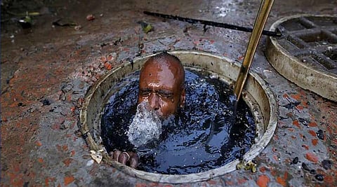 Most municipalities in India lack modern equipment for cleaning sewage systems, forcing workers to enter underground sewer lines through manholes. (Representational Image)