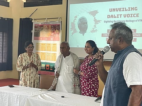 Meena Kotwal, founder of The Mooknayak, honors the veteran writer at the Bangalore event.