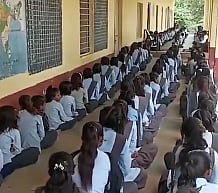 The footage shows students participating in a prayer assembly invoking Bhil Pradesh, a gesture that has ignited a heated debate. The incident is said to be of July 9.
