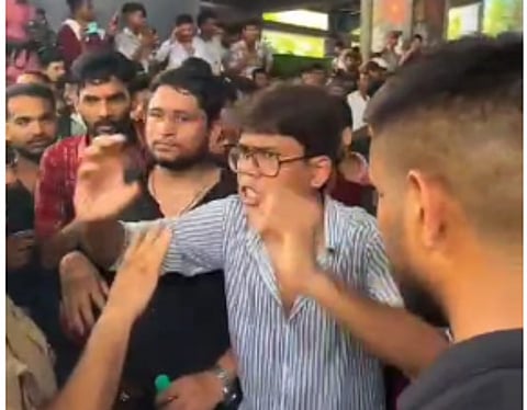Students protesting over the Rajendra Nagar incident.