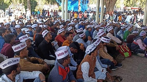 File pic of guest teachers staging protest demanding appointments