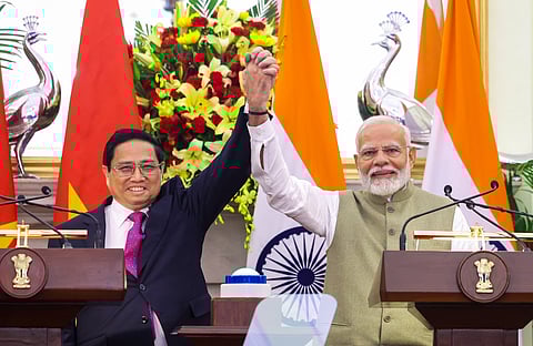 Prime Minister Narendra Modi with Phạm Minh Chinh, PM of Vietnam.
