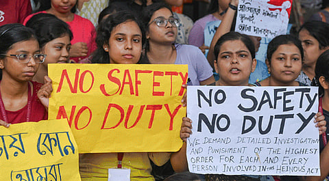 Doctors and post-graduate students protesting over the RG Kar murder incident. (File pic)