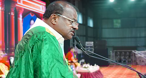 Union Minister HD Kumaraswamy at the graduation ceremony at Rajarajeswari Medical College, recently.