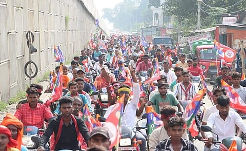 Youth from Nishad caste actively participating in a Political rally of Vikassheel Insaan Party