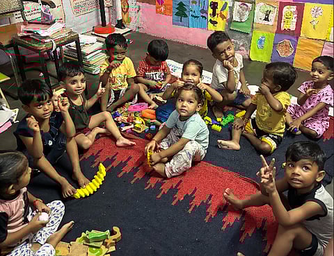 A Balwadi within the Timarpur Slum.