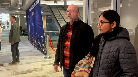 Kshama with her husband Calvin Priest at the Indian Consulate