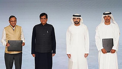 The exchange ceremony took place in the presence of Sheikh Hamdan bin Mohammed bin Rashid Al Maktoum, Crown Prince of Dubai, Deputy Prime Minister and Minister of Defence of the UAE; and Piyush Goyal, Union Minister of Commerce and Industry.